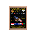 USS Abraham Lincoln (CVN-72) 1993 Framed Cruise Poster – red, 12x16