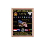USS Abraham Lincoln (CVN-72) 1995 Framed Cruise Poster – red, 12x16