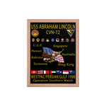 USS Abraham Lincoln (CVN-72) 1998 Framed Cruise Poster – red, 12x16