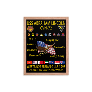 USS Abraham Lincoln (CVN-72) 1998 Framed Cruise Poster