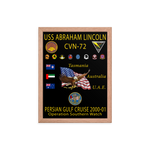 USS Abraham Lincoln (CVN-72) 2000-01 Framed Cruise Poster – red, 12x16
