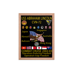USS Abraham Lincoln (CVN-72) 2002-03 Framed Cruise Poster – red, 12x16