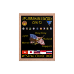 USS Abraham Lincoln (CVN-72) 2006 Framed Cruise Poster – red, 12x16