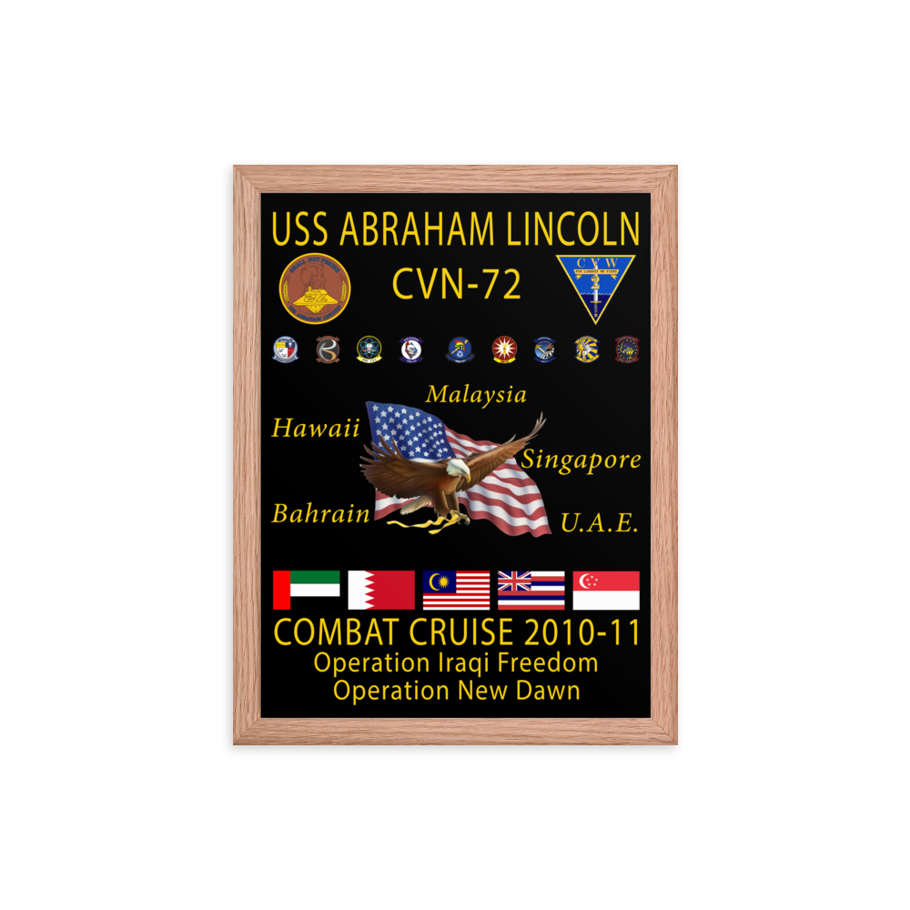 USS Abraham Lincoln (CVN-72) 2010-11 Framed Cruise Poster