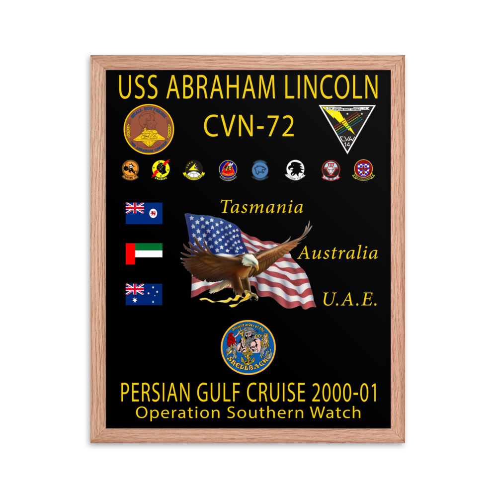 USS Abraham Lincoln (CVN-72) 2000-01 Framed Cruise Poster