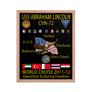 USS Abraham Lincoln (CVN-72) 2011-12 Framed Cruise Poster
