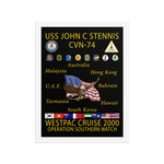 USS John C. Stennis CVN-74 WESTPAC Cruise 2000 Framed Poster – Operation Southern Watch – front view, white, 12x16