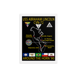 USS Abraham Lincoln (CVN-72) 1990 Around the Horn Framed Cruise Poster – white, 12x16