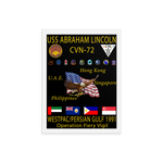 USS Abraham Lincoln (CVN-72) 1991 Framed Cruise Poster – white, 12x16