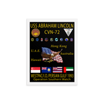 USS Abraham Lincoln (CVN-72) 1993 Framed Cruise Poster – white, 12x16