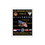 USS Abraham Lincoln (CVN-72) 1995 Framed Cruise Poster – white, 12x16