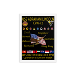 USS Abraham Lincoln (CVN-72) 1998 Framed Cruise Poster – white, 12x16