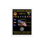 USS Abraham Lincoln (CVN-72) 2000-01 Framed Cruise Poster – white, 12x16