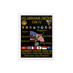 USS Abraham Lincoln (CVN-72) 2002-03 Framed Cruise Poster – white, 12x16