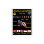 USS Abraham Lincoln (CVN-72) 2006 Framed Cruise Poster – white, 12x16