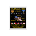 USS Abraham Lincoln (CVN-72) 2010-11 Framed Cruise Poster – white, 12x16