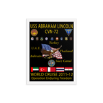 USS Abraham Lincoln (CVN-72) 2011-12 Framed Cruise Poster – white, 12x16