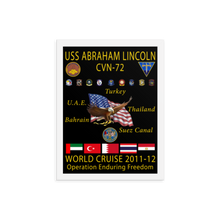 Load image into Gallery viewer, USS Abraham Lincoln (CVN-72) 2011-12 Framed Cruise Poster