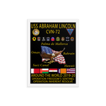USS Abraham Lincoln (CVN-72) 2019-20 Framed Cruise Poster – white, 12x16