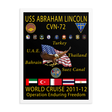 Load image into Gallery viewer, USS Abraham Lincoln (CVN-72) 2011-12 Framed Cruise Poster