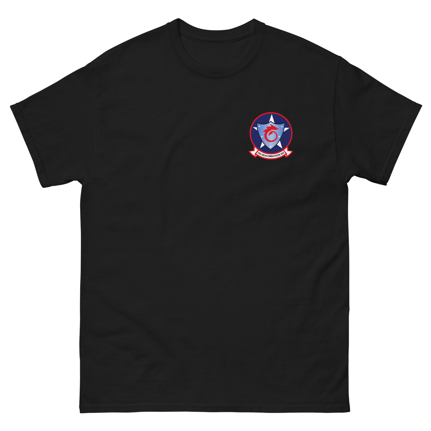 HSC-6 Indians Squadron Crest T-Shirt – front view, black
