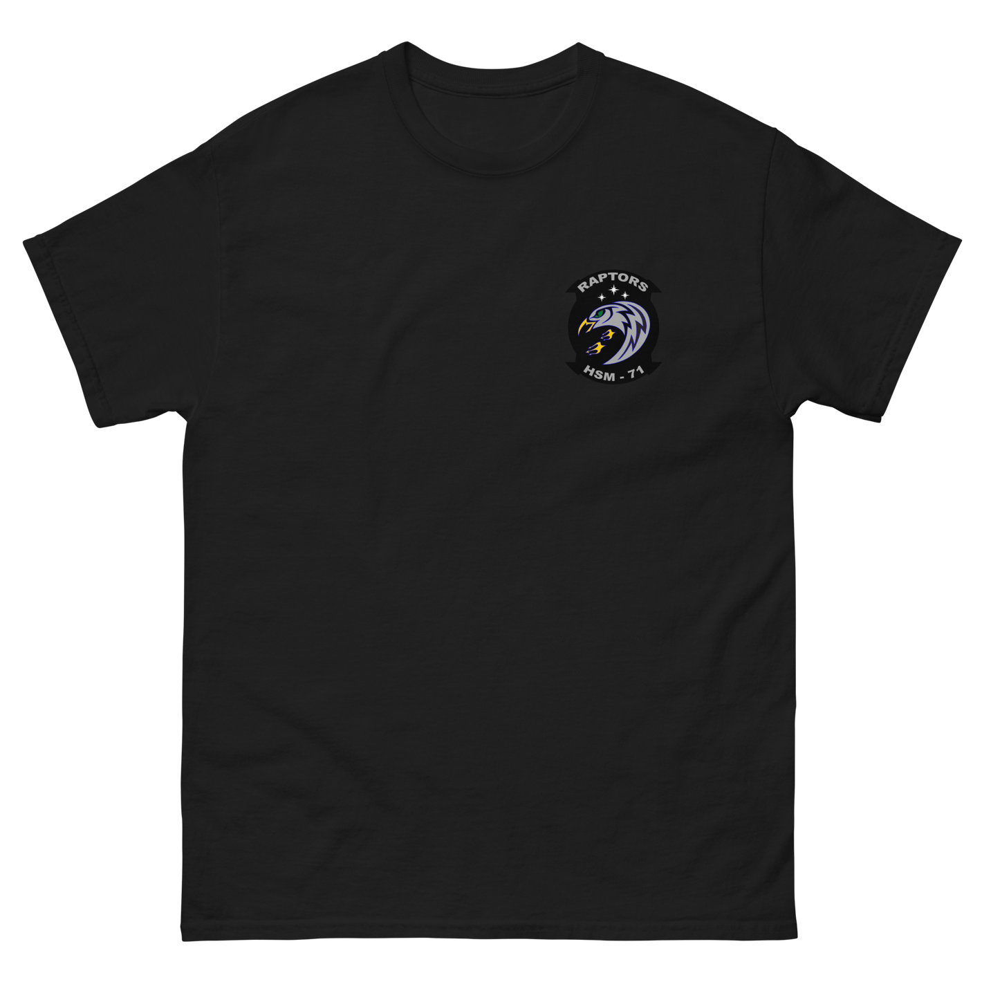 HSM-71 Raptors Squadron Crest Shirt – front view, black
