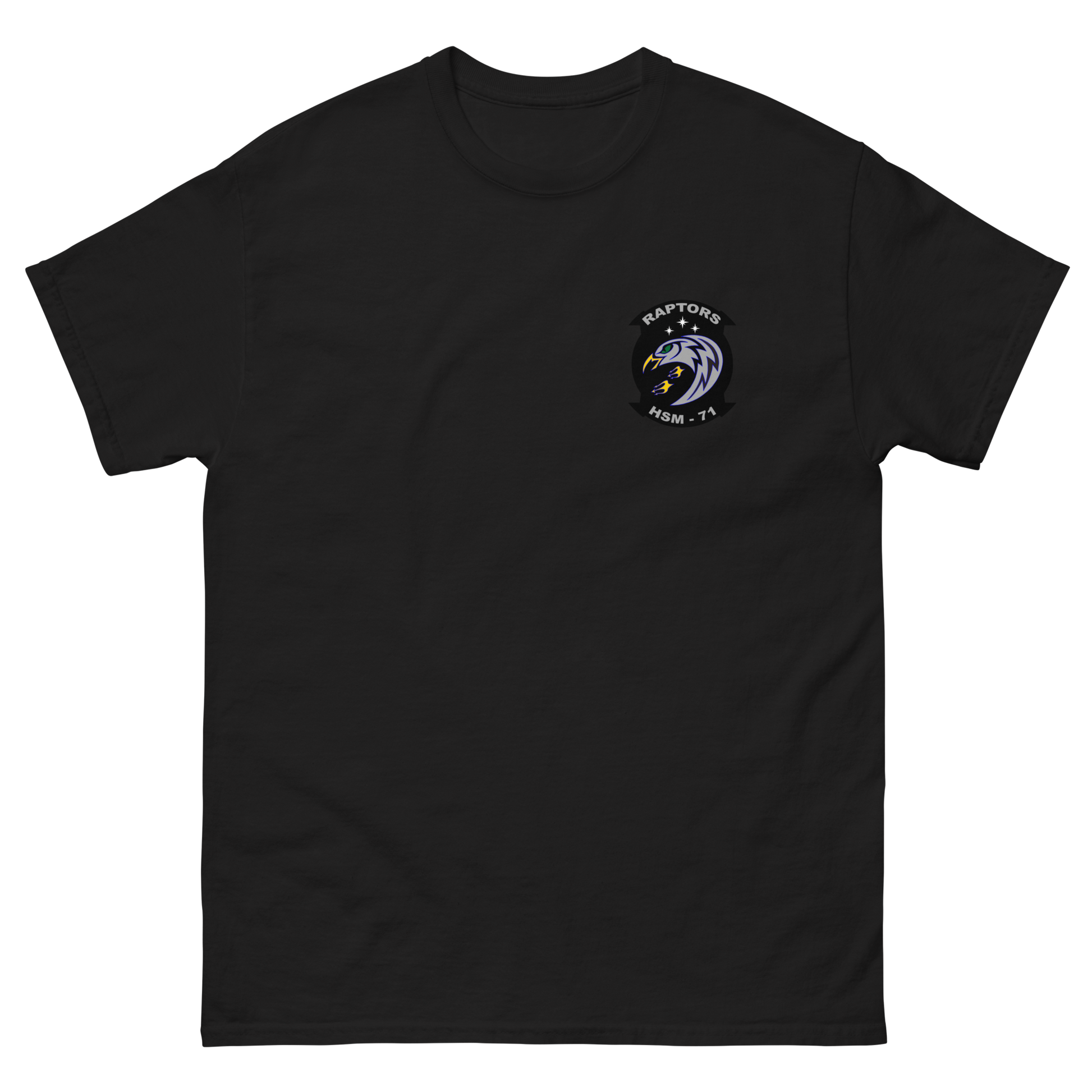 HSM-71 Raptors Squadron Crest Shirt – front view, black