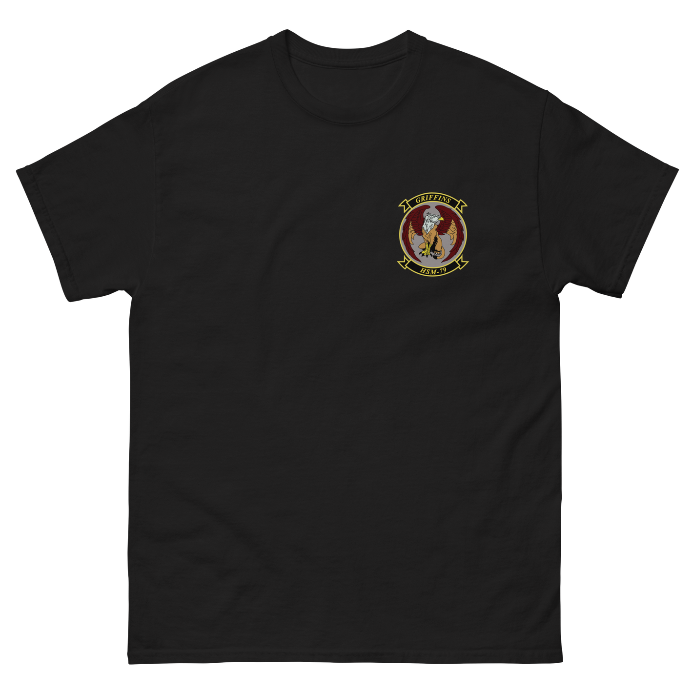 HSM-79 Griffins Squadron Crest T-Shirt – front view, black