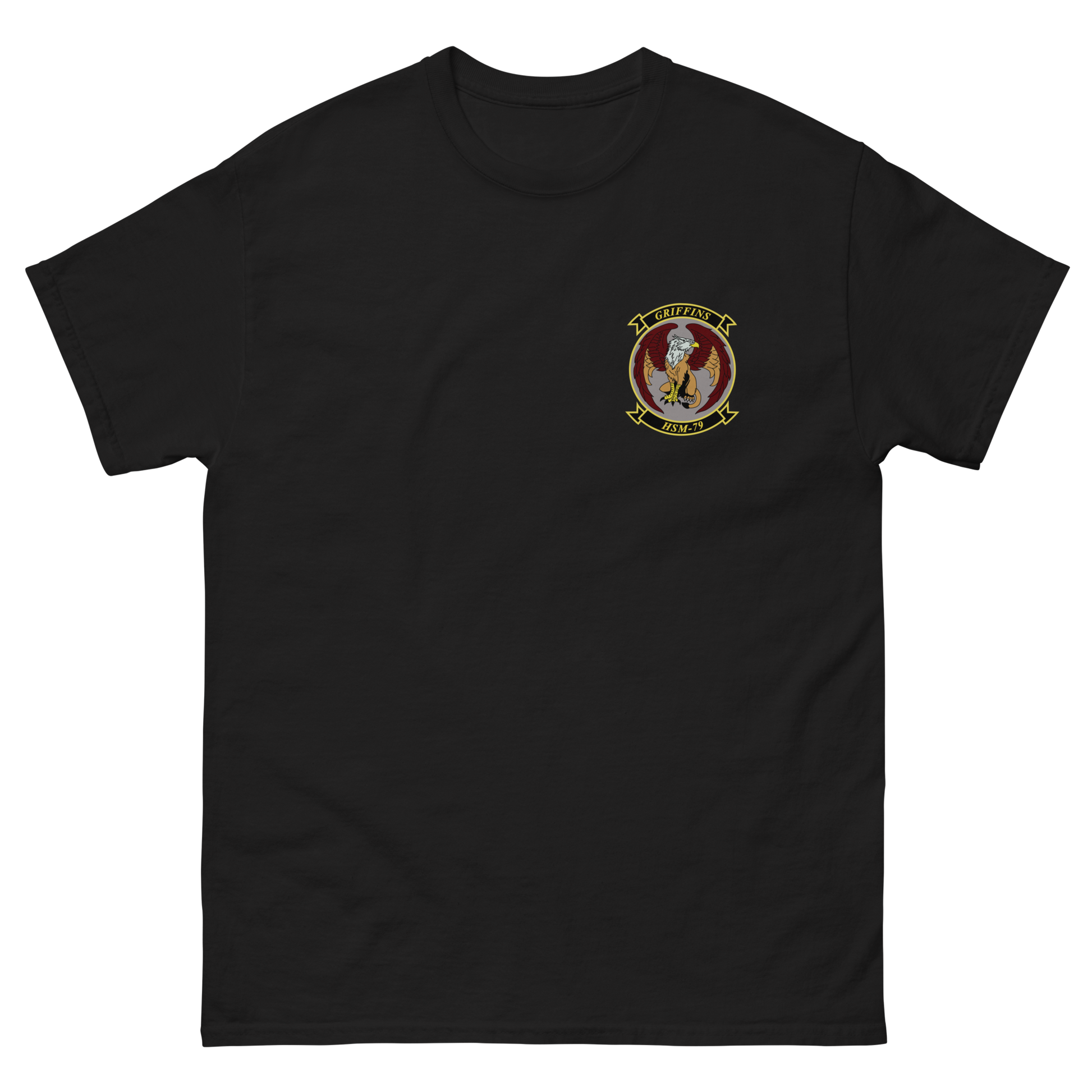 HSM-79 Griffins Squadron Crest T-Shirt – front view, black