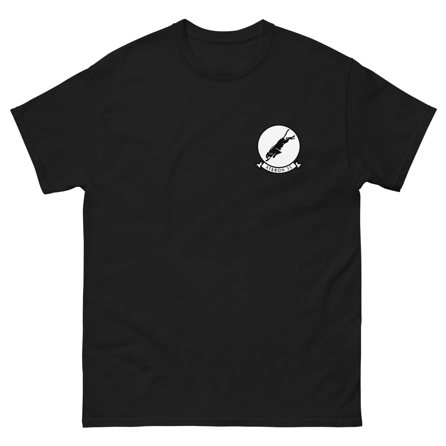 VA-35 Black Panthers Squadron Crest T-Shirt – front view, black