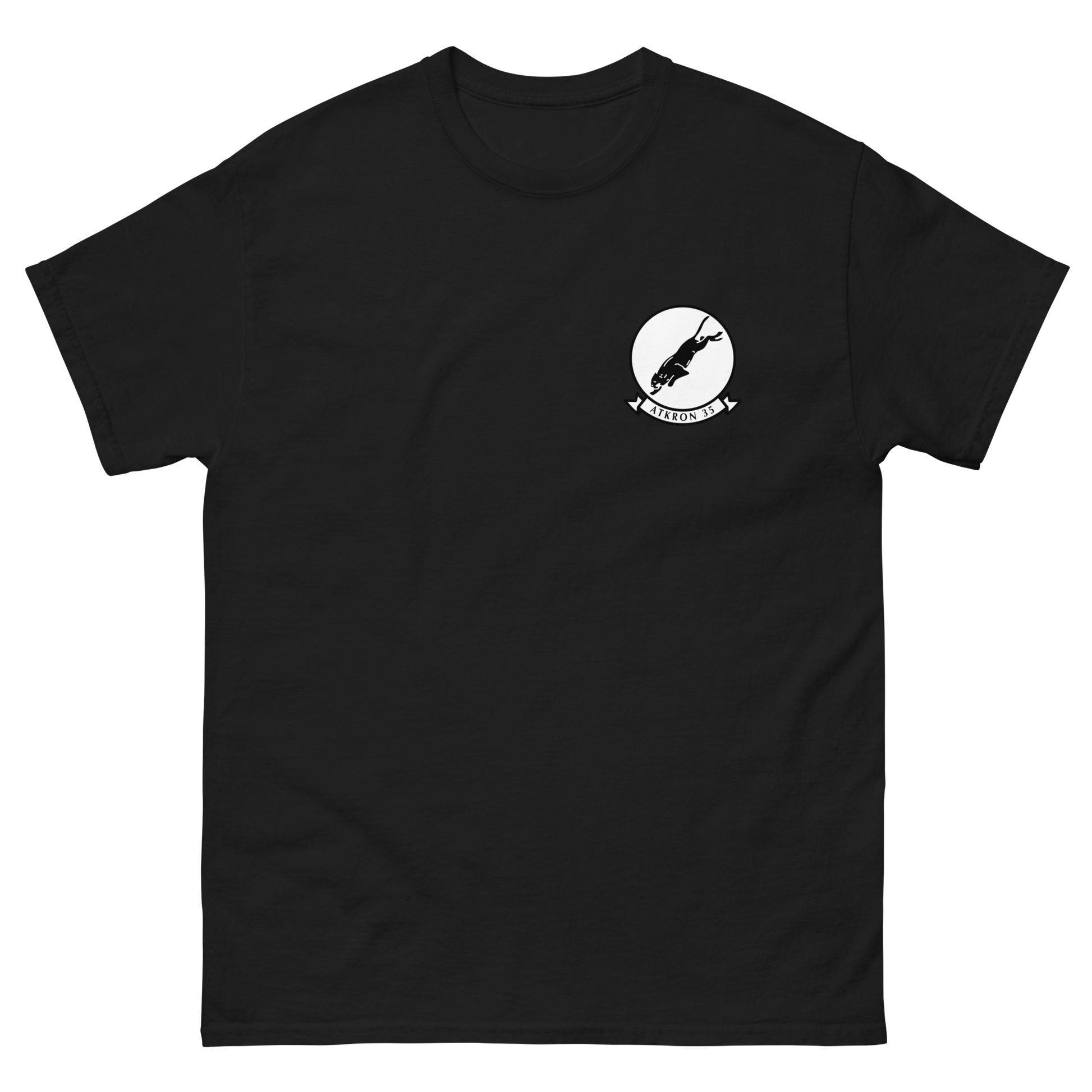 VA-35 Black Panthers Squadron Crest T-Shirt – front view, black