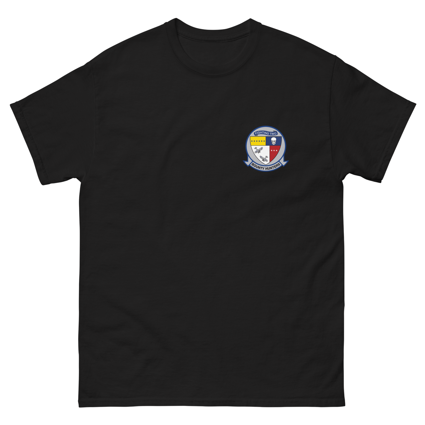 VF/VFA-2 Bounty Hunters Squadron Crest T-Shirt – front view, black