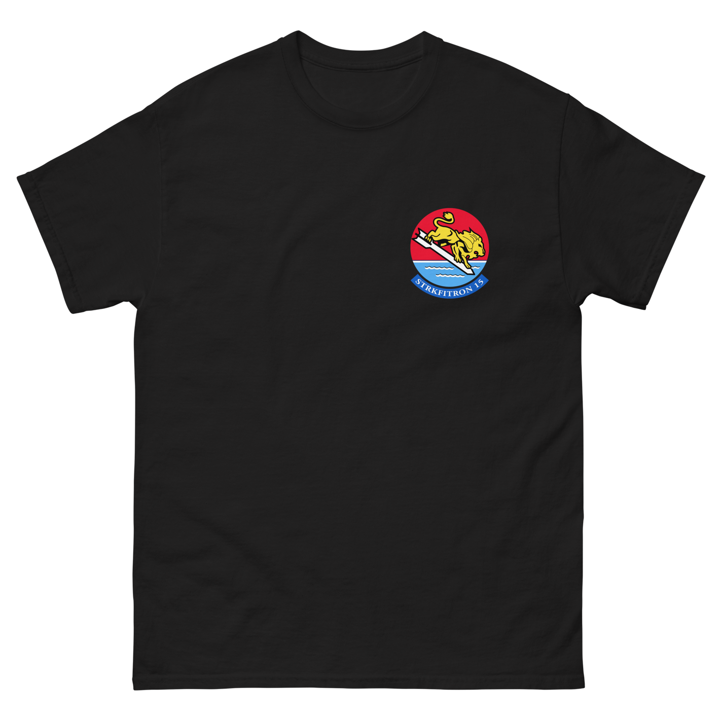 VFA-15 Valions Squadron Crest T-Shirt – front view, black