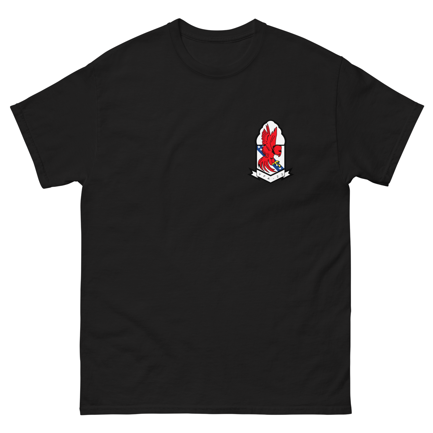 VFA-22 Fighting Redcocks Squadron Crest T-Shirt – front view, black