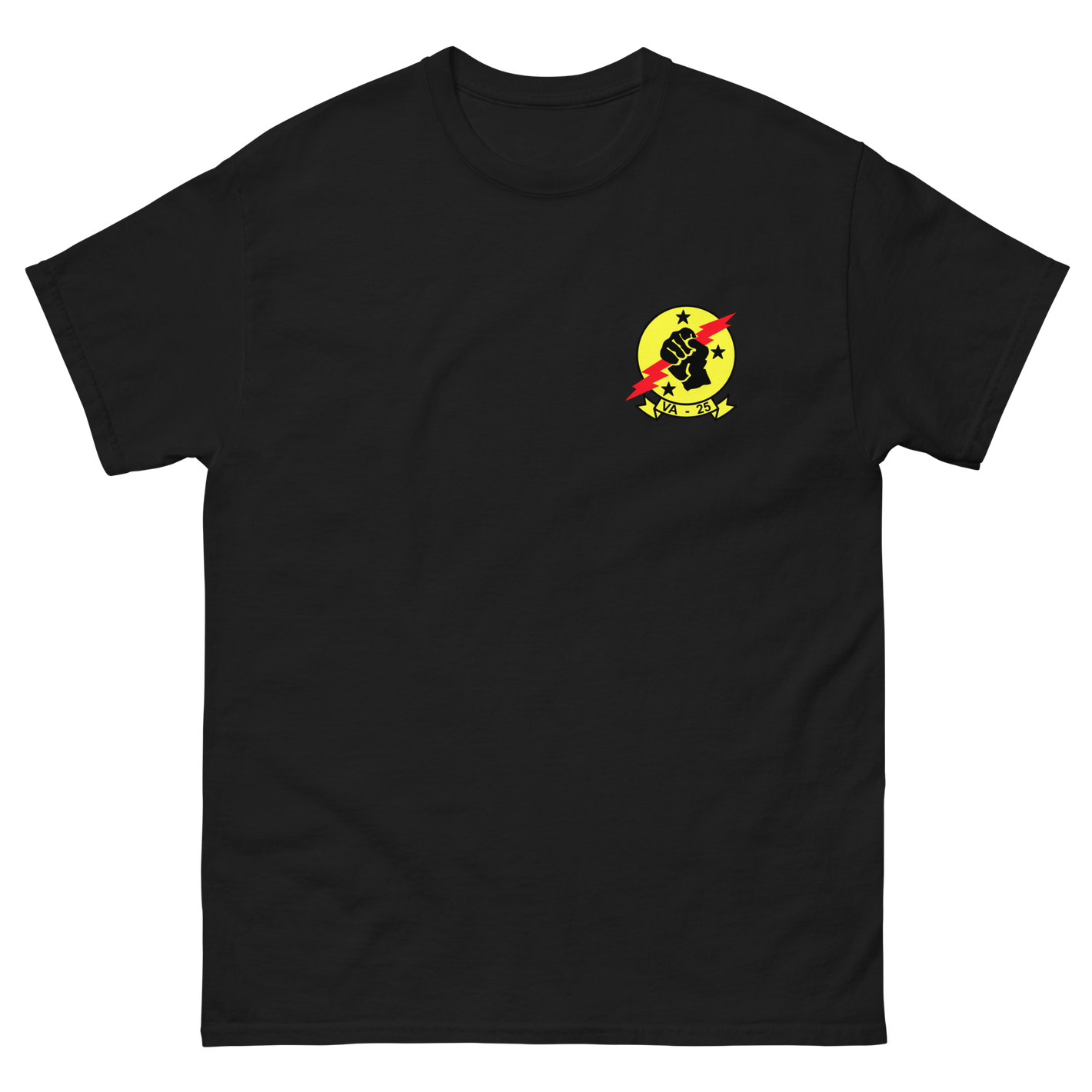 VA-25 Fist of the Fleet Squadron Crest T-Shirt – front view, black