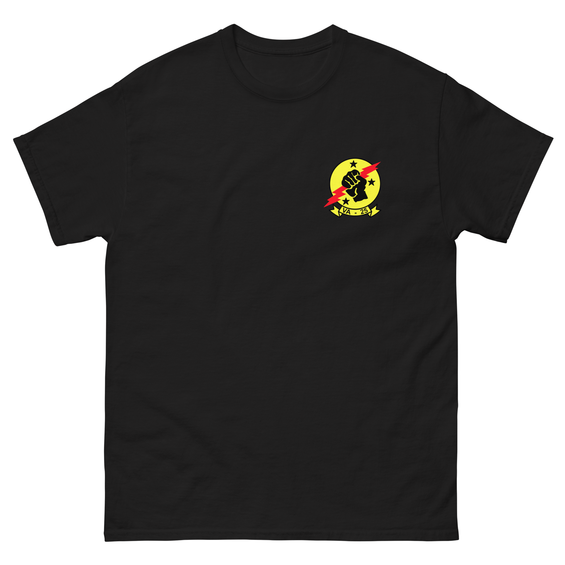 VA-25 Fist of the Fleet Squadron Crest T-Shirt – front view, black