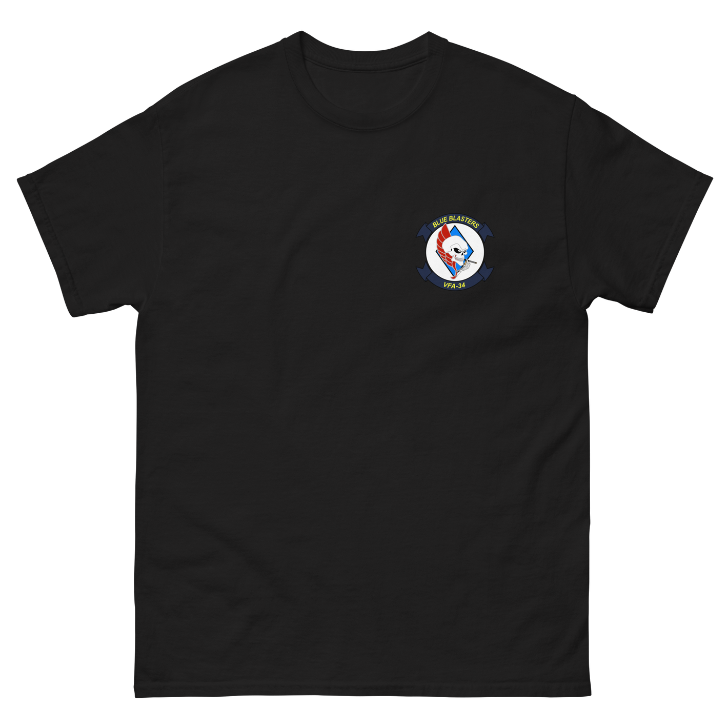 VFA-34 Blue Blasters Squadron Crest T-Shirt – front view, black