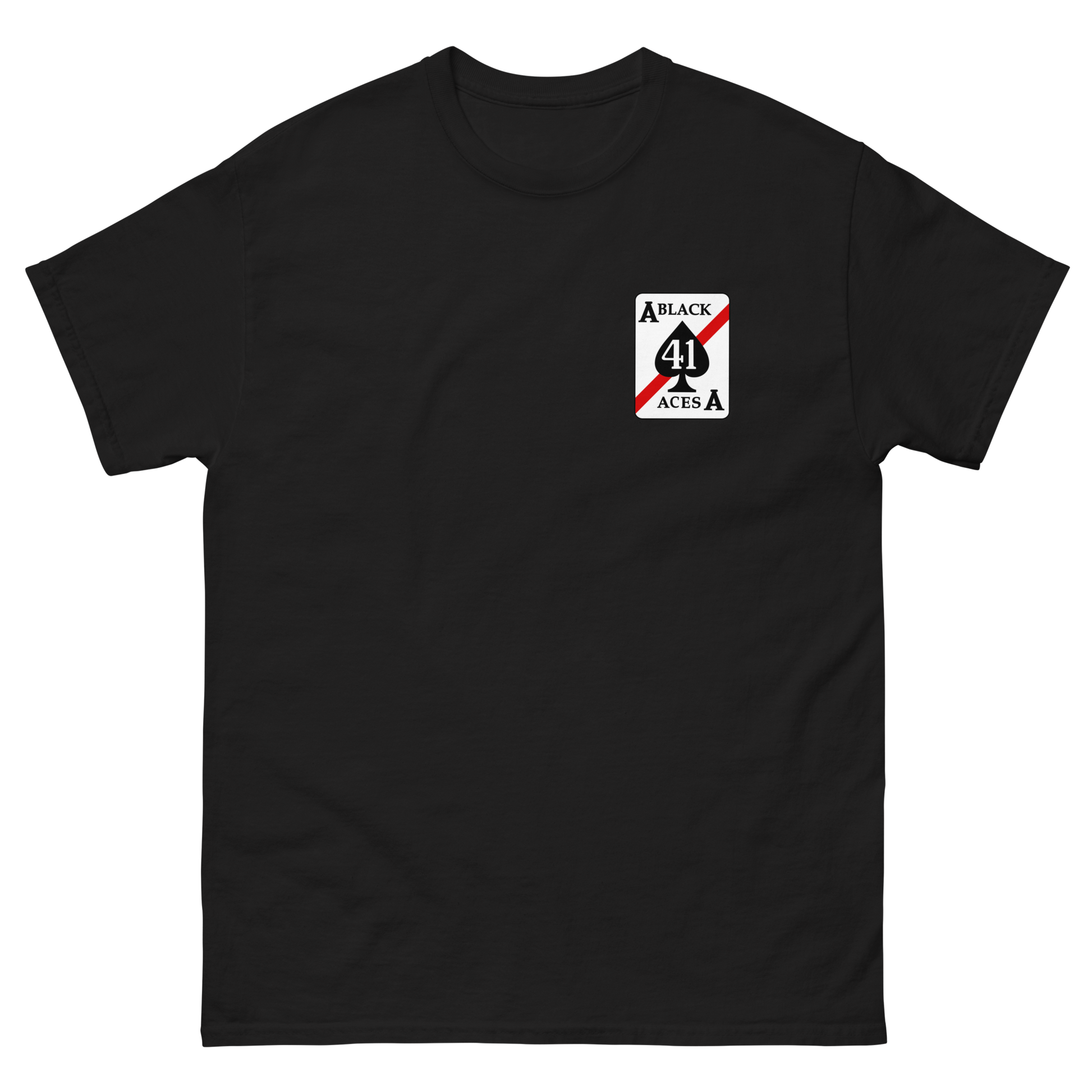 VFA-41 Black Aces Squadron Crest T-Shirt – front view, black