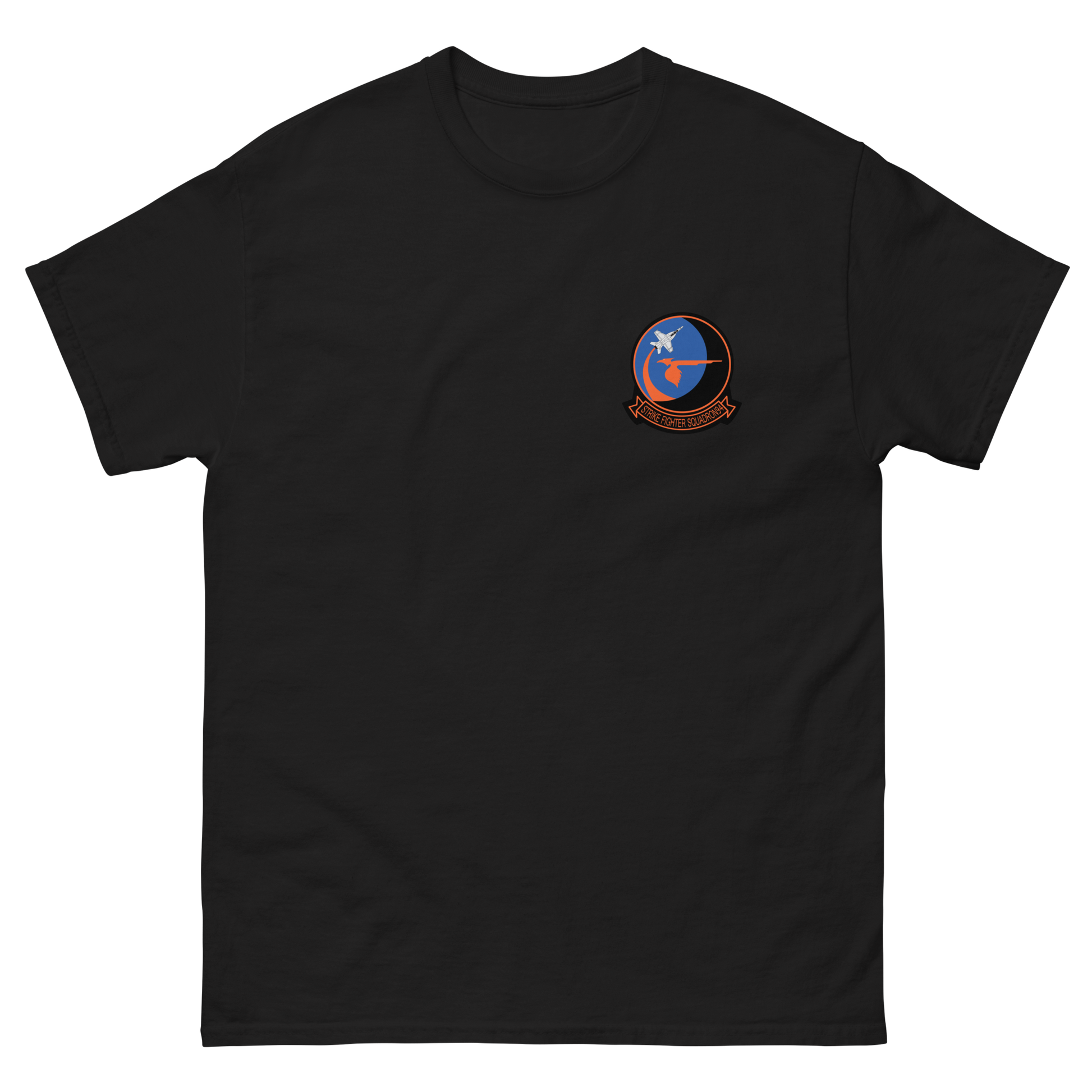 VFA-94 Mighty Shrikes Squadron Crest T-Shirt – front view, black