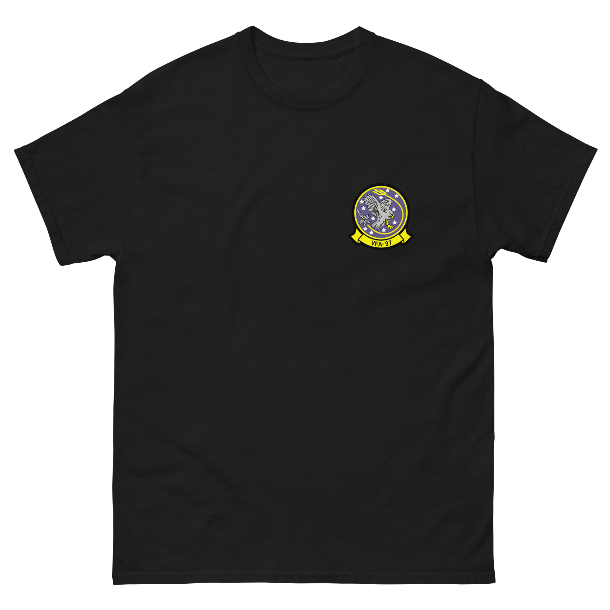 VFA-97 Warhawks Squadron Crest T-Shirt – front view, black