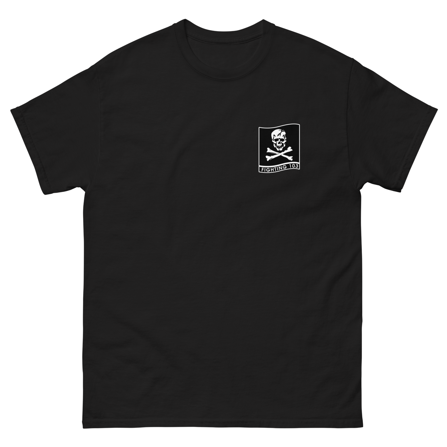 VF/VFA-103 Jolly Rogers Squadron Crest T-Shirt – front view, black