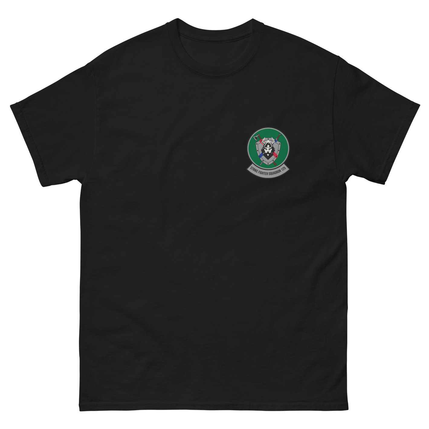VFA-125 Rough Raiders Squadron Crest T-Shirt – front view, black