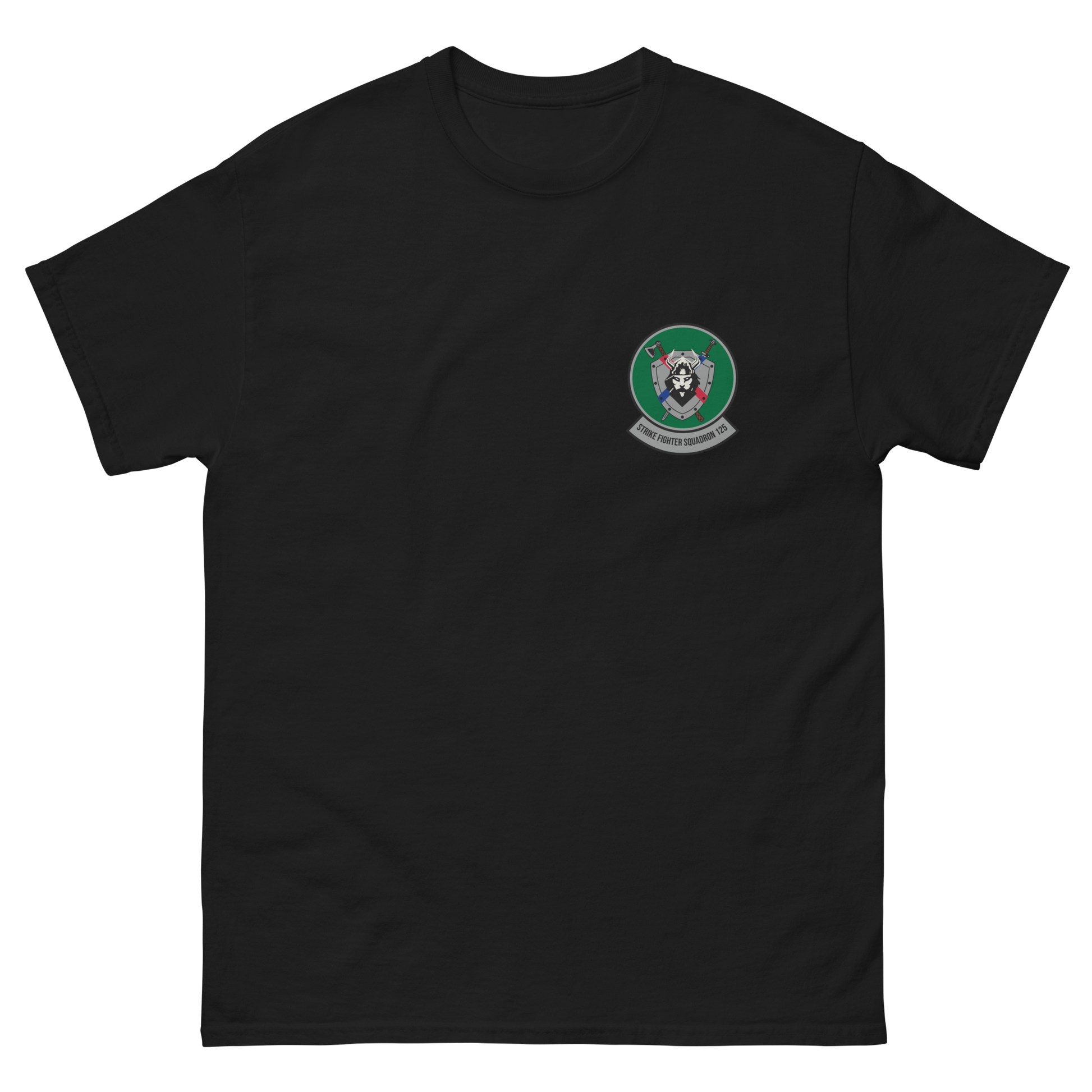 VFA-125 Rough Raiders Squadron Crest T-Shirt – front view, black