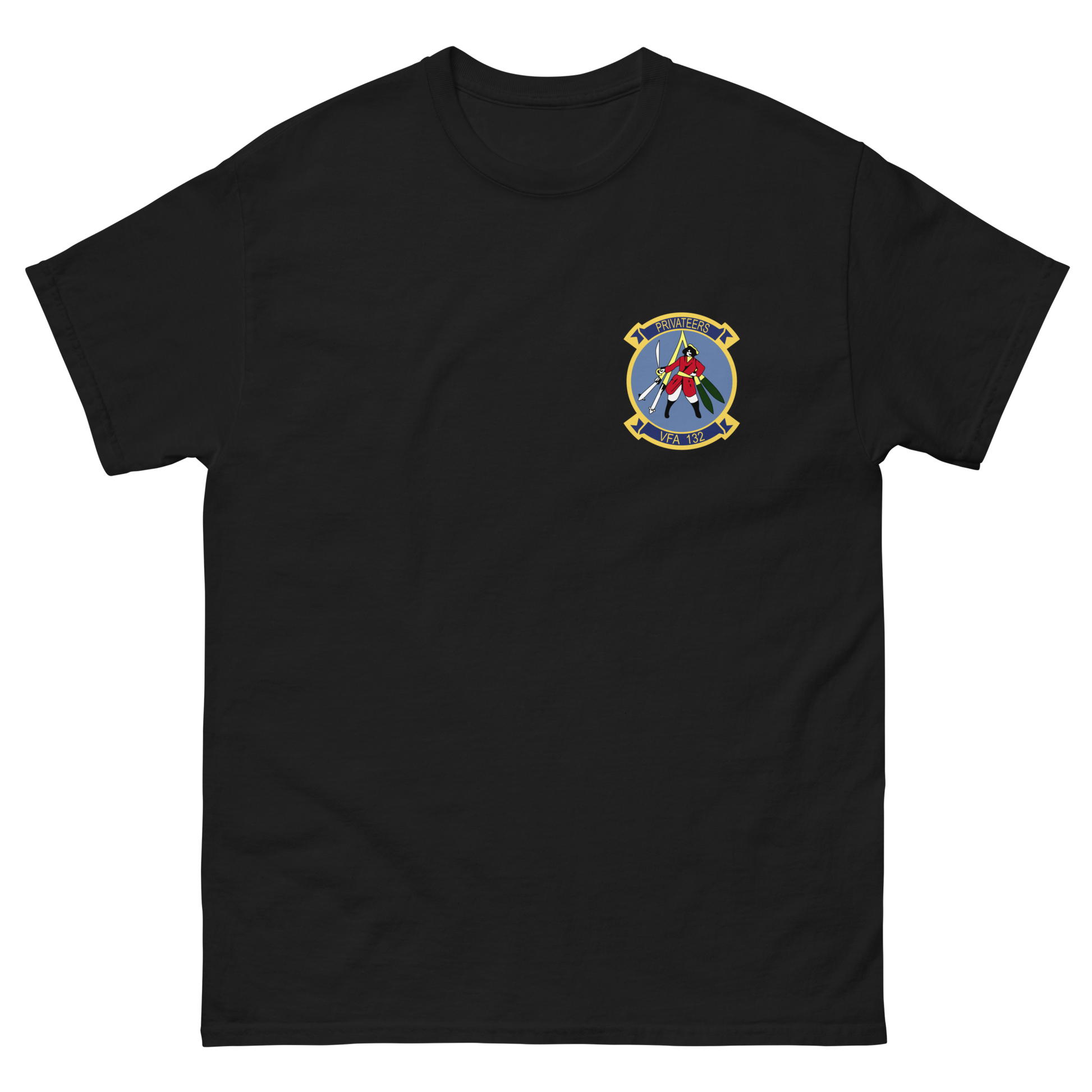 VFA-132 Privateers Squadron Crest T-Shirt – front view, black