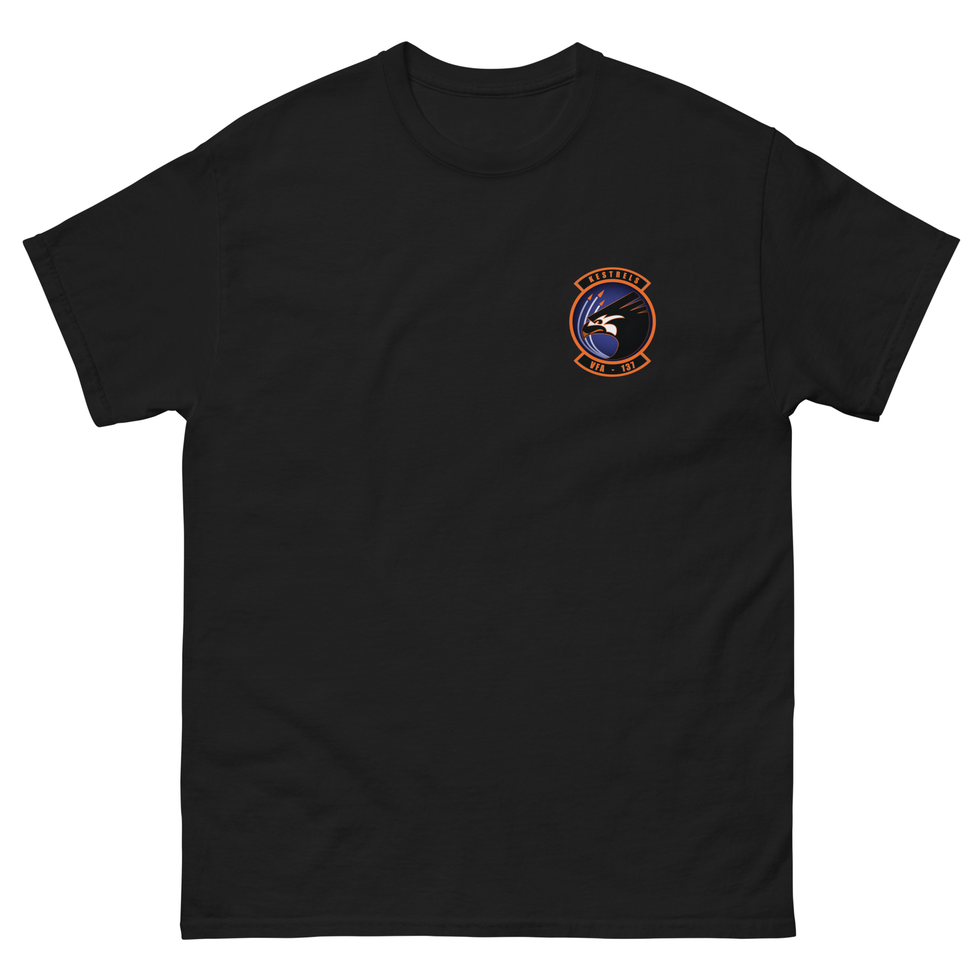 VFA-137 Kestrels Squadron Crest T-Shirt – front view, black