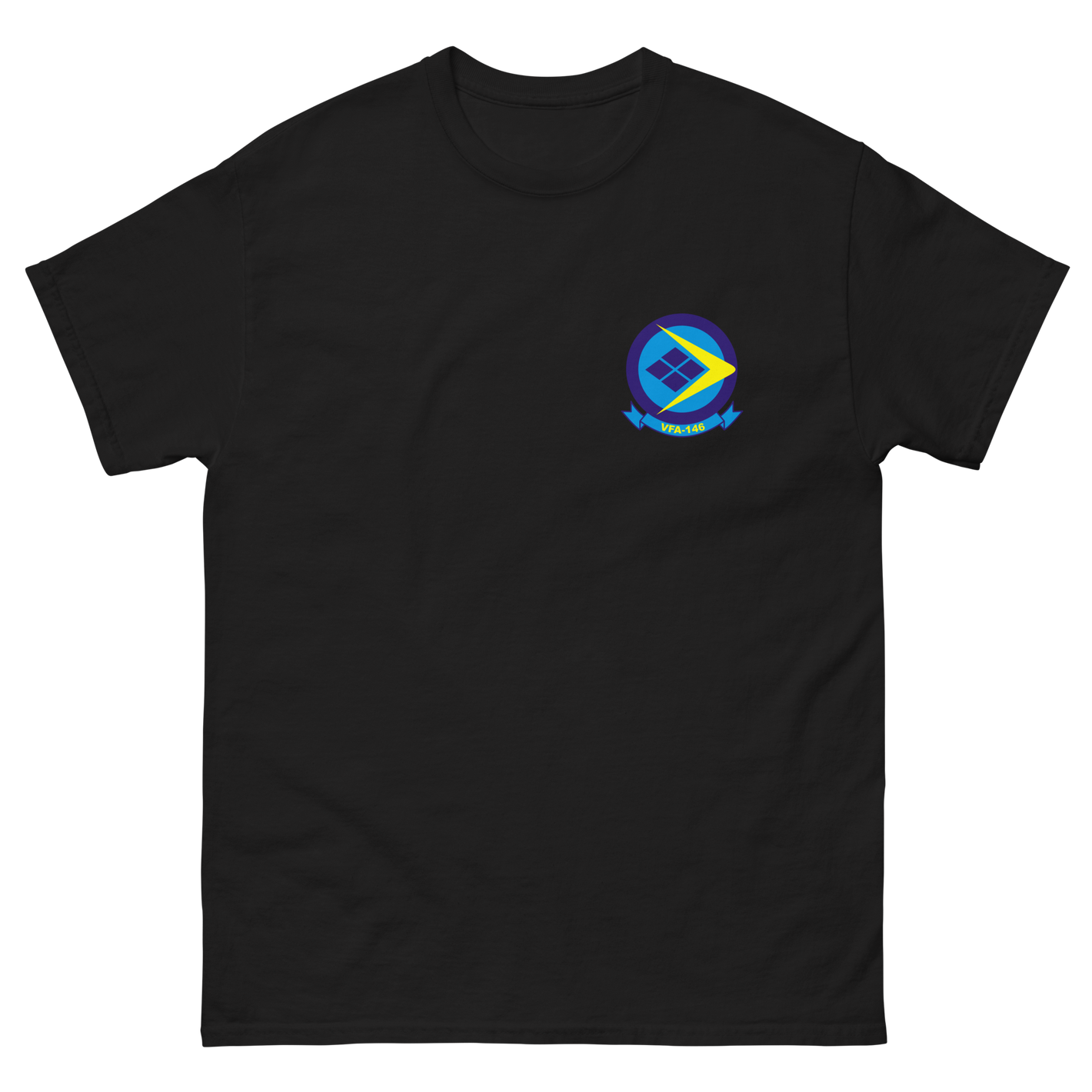 VFA-146 Blue Diamonds Squadron Crest T-Shirt – front view, black