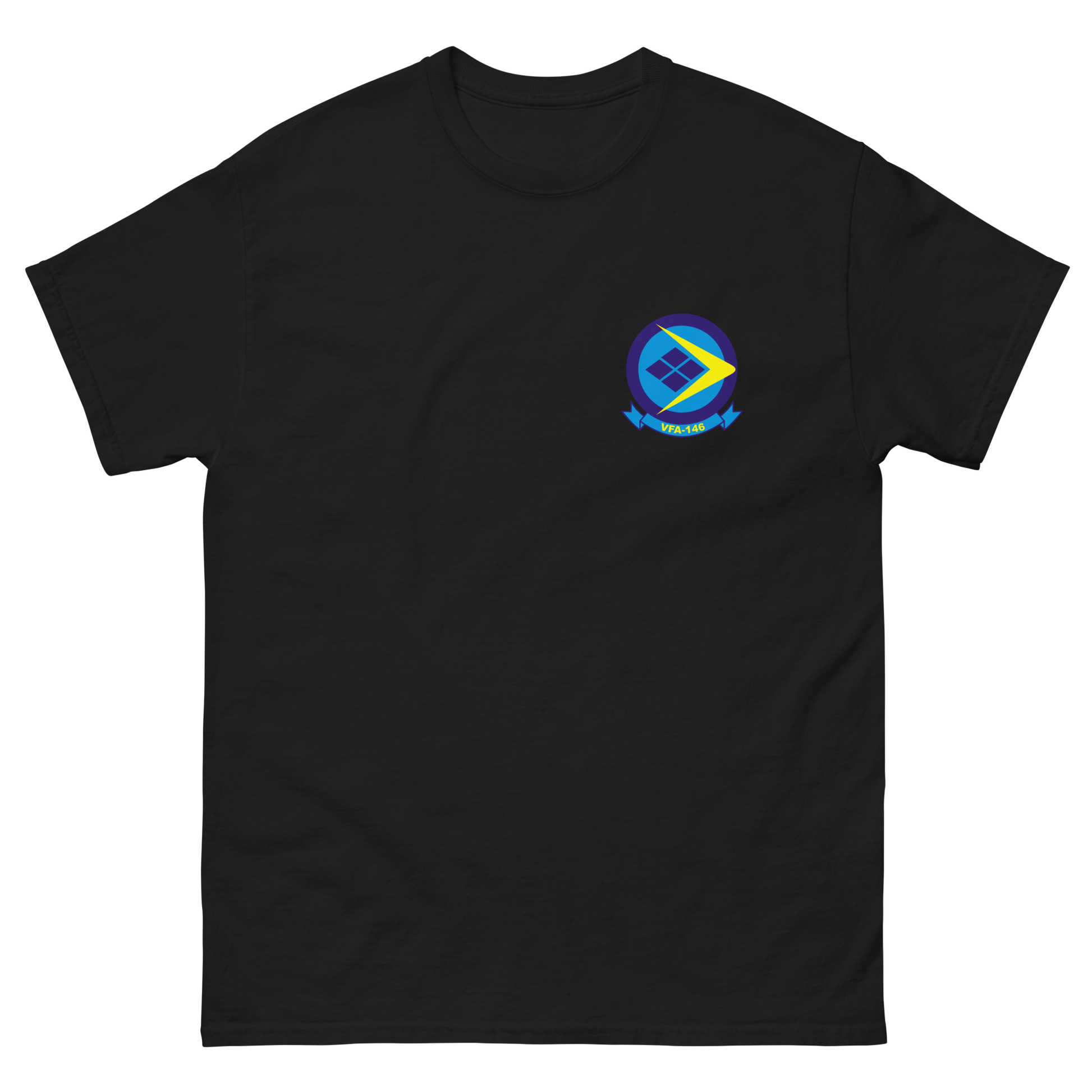 VFA-146 Blue Diamonds Squadron Crest T-Shirt – front view, black
