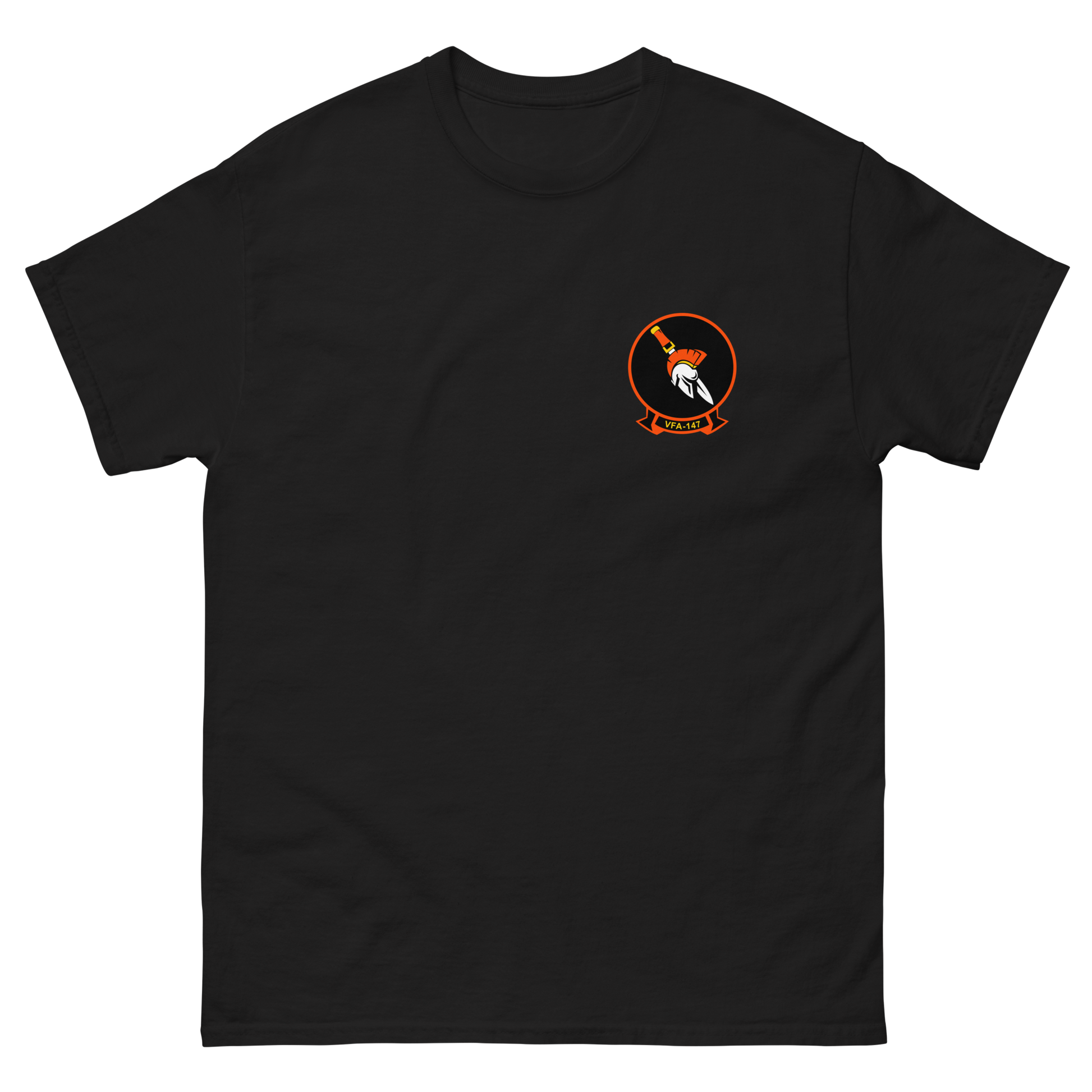 VFA-147 Argonauts Squadron Crest T-Shirt – front view, black
