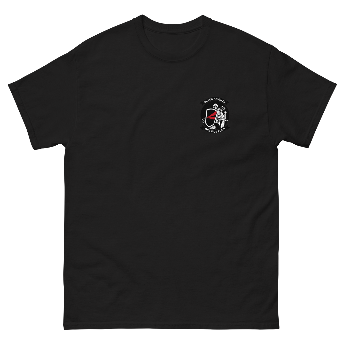 VF-154 Black Knights Squadron Crest T-Shirt – front view, black