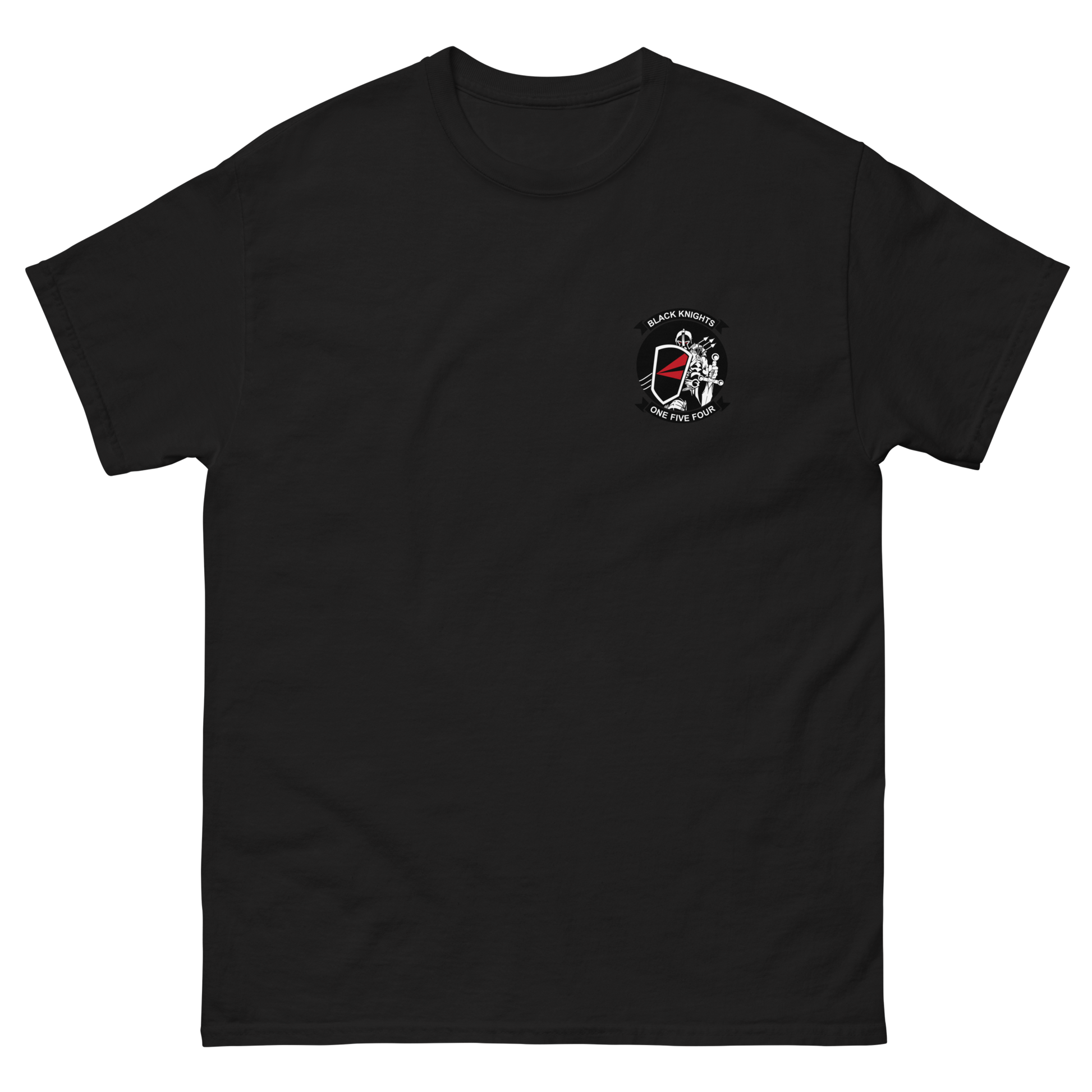 VF-154 Black Knights Squadron Crest T-Shirt – front view, black